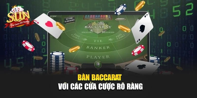 Bàn baccarat với các cửa cược rõ ràng